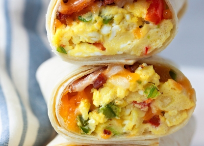 Big Bacon, Egg & Cheese Breakfast Burritos