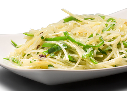 Green Pepper and Potato Strips in Paper Bag