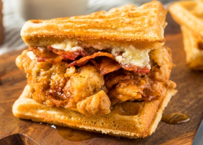 Spicy chicken and waffles